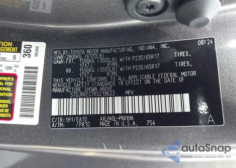 2024 Toyota Sienna Xle from USA, damaged, VIN 5TDJRKEC7RS219623